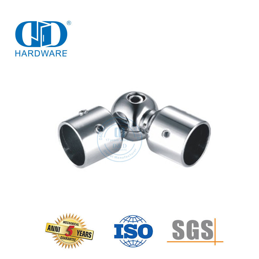 الفولاذ المقاوم للصدأ جولة أنبوب موصل الحمام حامل دش أنبوب موصلات لوحة موصل الزجاج Fittings-DDSC026