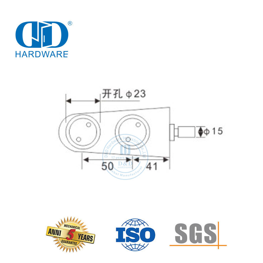 أنظمة محورية للباب الزجاجي من الفولاذ المقاوم للصدأ، أجهزة الباب المنزلق، محور الباب السفلي-DDGP013