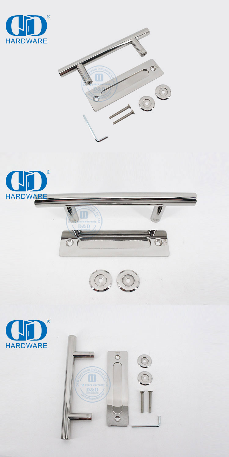 الفولاذ المقاوم للصدأ شرفة انزلاق الباب مصقول مقابض باب الحظيرة مجموعة مزدوجة من جانب الباب Handle-DDBD102 PSS