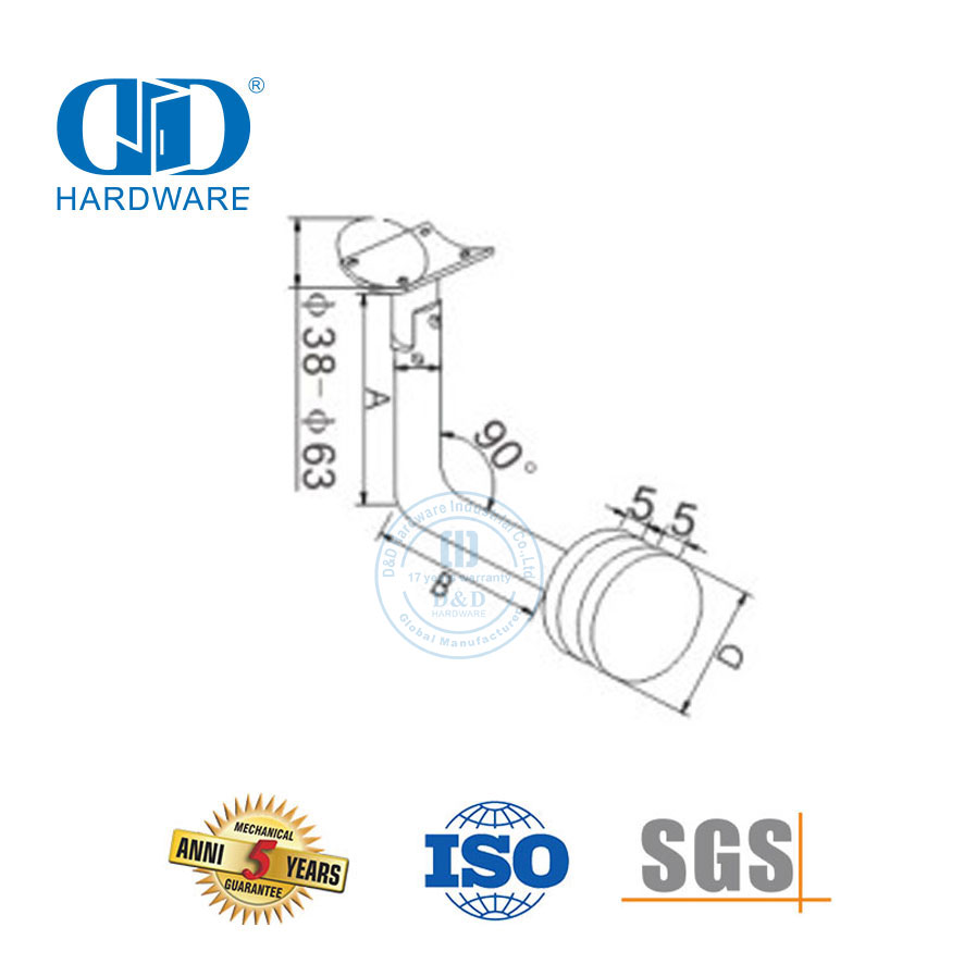 الفولاذ المقاوم للصدأ درابزين الدرج جدار قوس جدار جبل قوس تركيب الزجاج الدرابزين Bracket-DDHB003