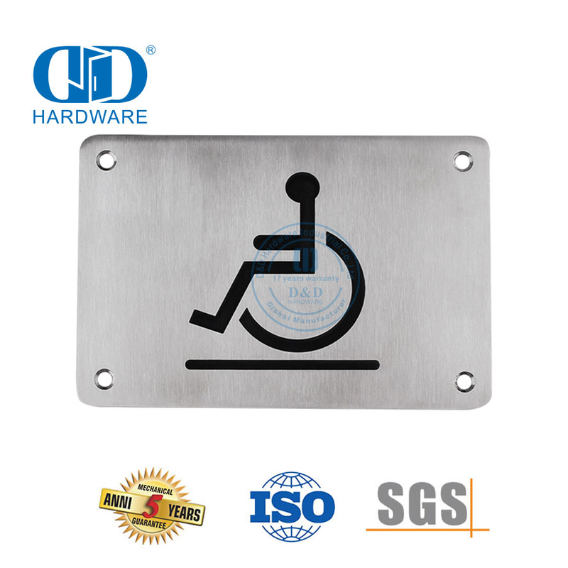 لوحة تسجيل من النوع المربع من الفولاذ المقاوم للصدأ لوحة تسجيل تعطيل للحمام والمرحاض لوحة تسجيل للمعاقين-DDSP001-Disabled