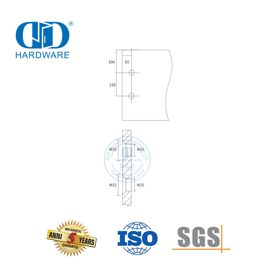 تجهيزات الأبواب الزجاجية المصنوعة من الفولاذ المقاوم للصدأ القطب المحوري مع الأجهزة الزجاجية ذات النقطة الواحدة - DDGP003