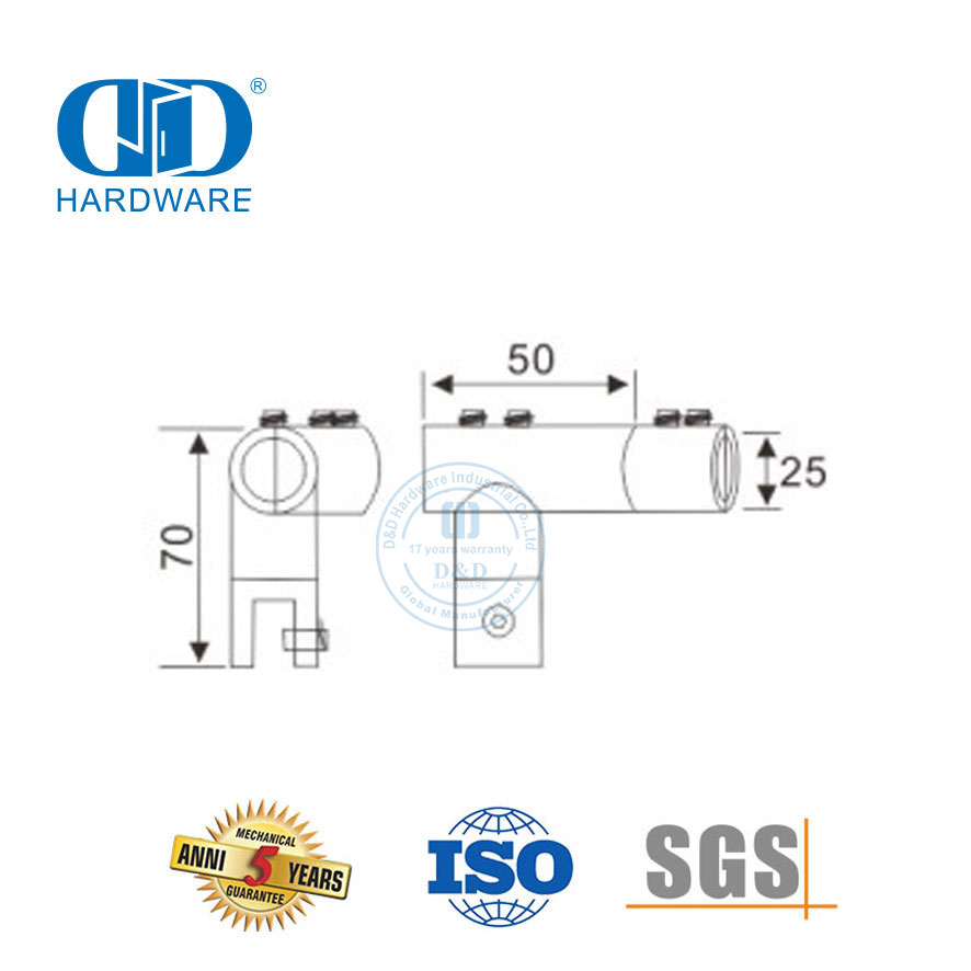 الفولاذ المقاوم للصدأ الأنابيب قابل للتعديل إلى الأنابيب مرآة الزجاج موصل الزجاج لوحة قوس موصل DDSC039