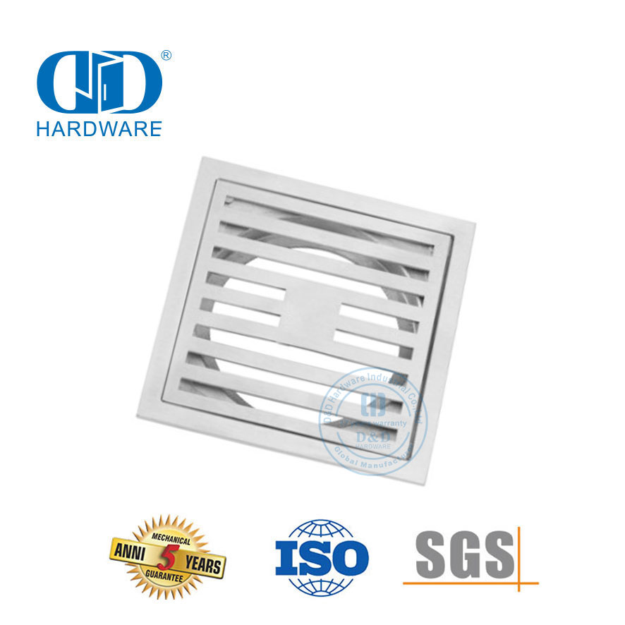 إكسسوارات أثاث من الفولاذ المقاوم للصدأ استنزاف أرضية مربعة استنزاف أرضية الحمام الصحي الداخلي-DDFD0014