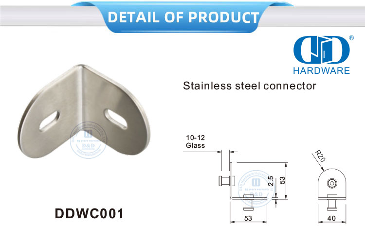 الفولاذ المقاوم للصدأ مرحاض الملحقات دش المفصلي موصل الزجاج جدار الزاوية كليب المناسب Connector-DDWC001