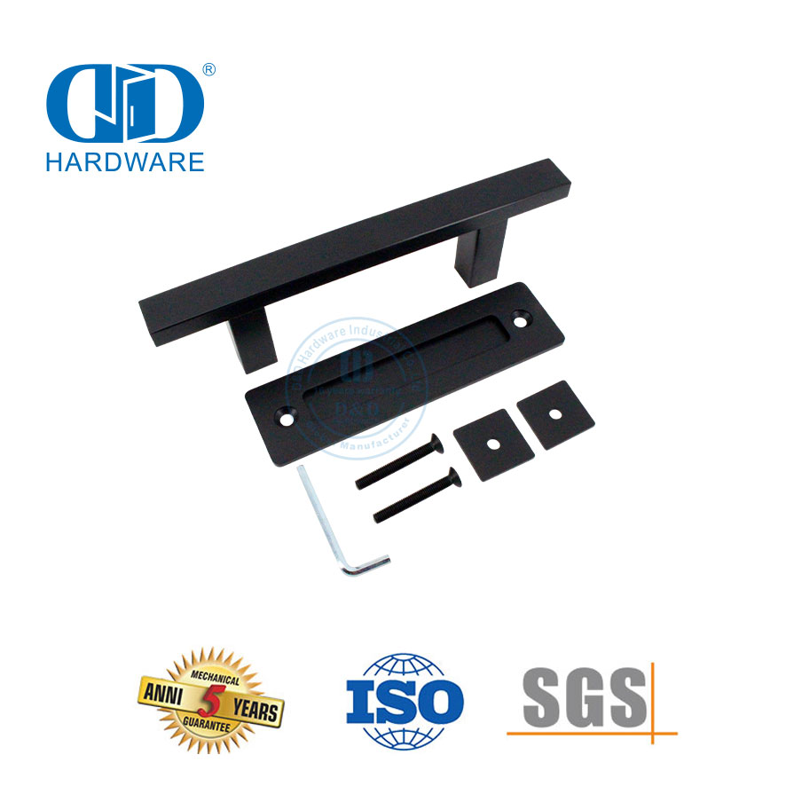 الصين الصانع الفولاذ المقاوم للصدأ مات الأسود المطبخ انزلاق باب الحظيرة مقبض مجموعة مزدوجة من جانب الباب Handle-DDBD103 الأسود