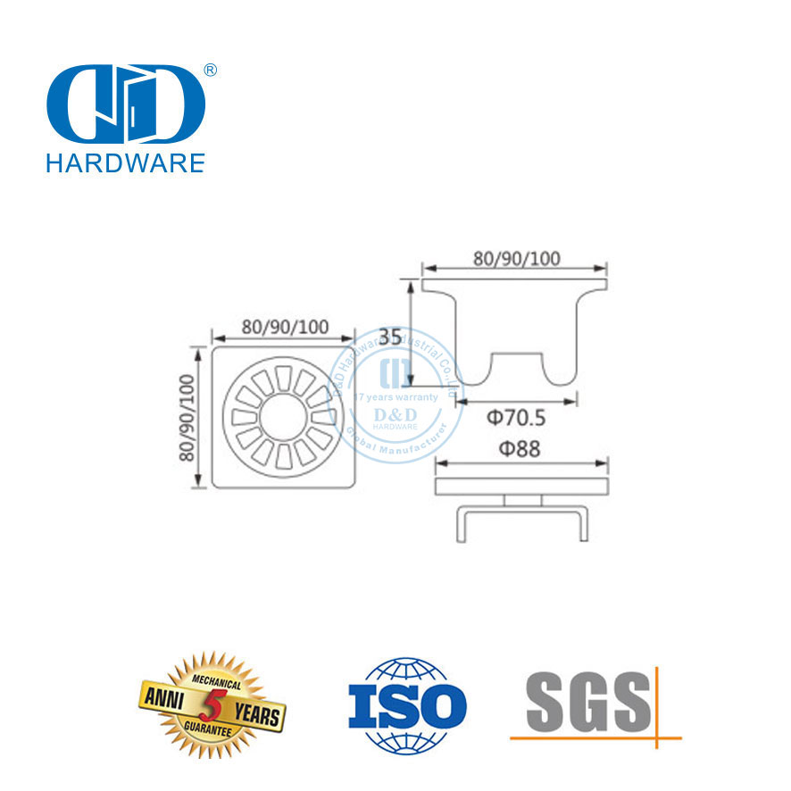 الفولاذ المقاوم للصدأ مربع نوع الحمام دش استنزاف الحمام المرحاض المناسب الطابق استنزاف-DDFD005