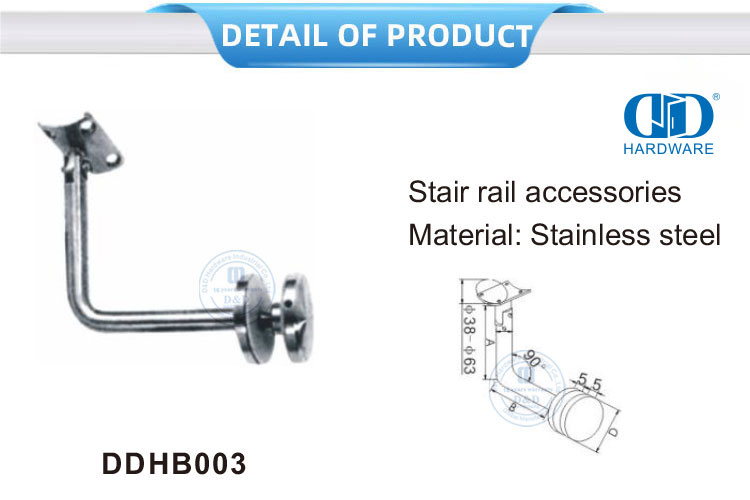 الفولاذ المقاوم للصدأ درابزين الدرج جدار قوس جدار جبل قوس تركيب الزجاج الدرابزين Bracket-DDHB003