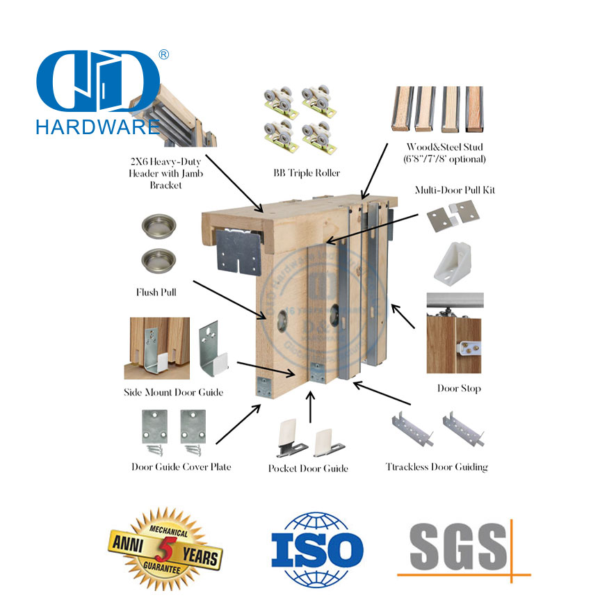 الفولاذ المقاوم للصدأ الثقيلة تجاوز انزلاق باب الجيب الأجهزة الإطار باب خزانة المطبخ Hardware-DDBD061