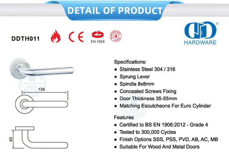مقبض رافعة من الفولاذ المقاوم للصدأ