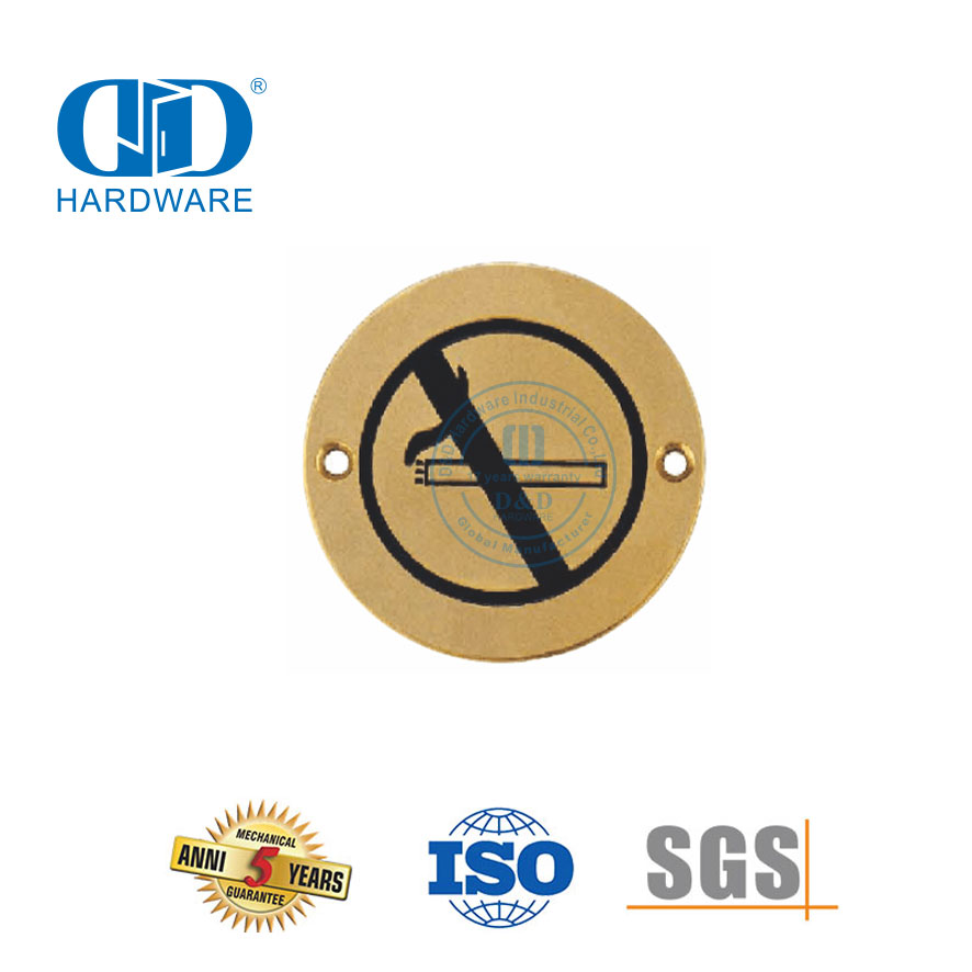 الفولاذ المقاوم للصدأ ممنوع التدخين نوع دائري لوحة تسجيل تحذير علامة عامة جوفاء باب معدني توقيع Plate-DDSP008