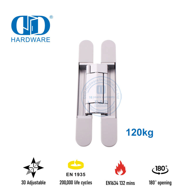 الصين توريد سبائك الزنك 3D مخفي الصليب المخفية إغلاق لينة هادئة ضبط 180 درجة التجارية الصلب الأخشاب المفصلي-DDCH008-G120