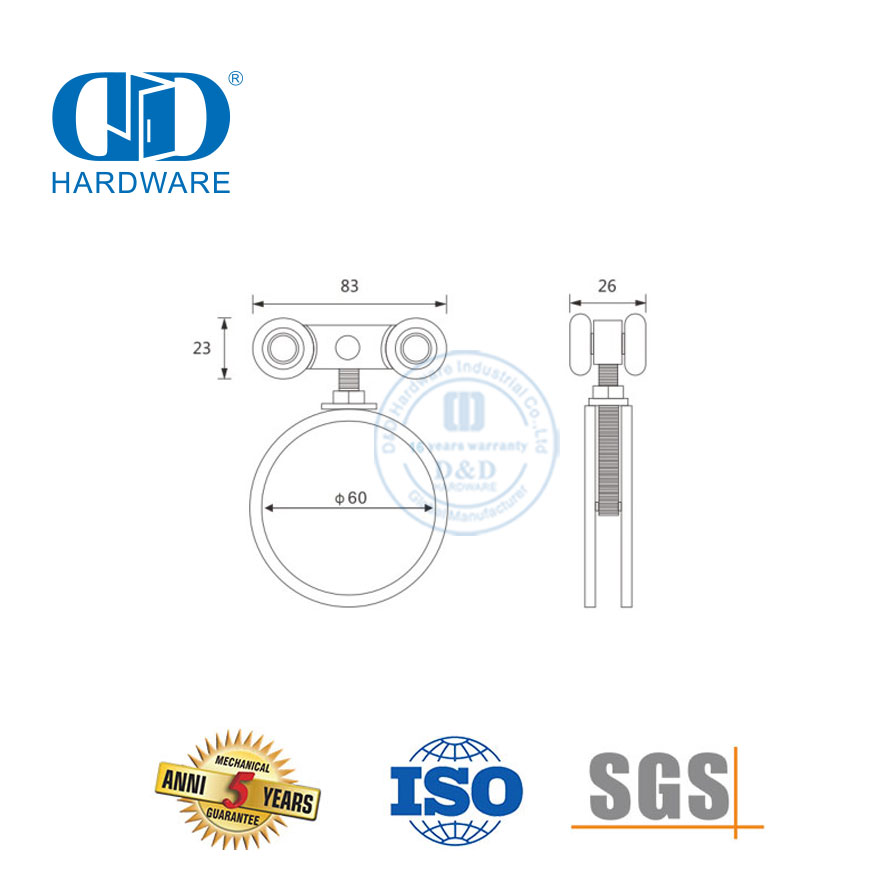 انزلاق الباب شماعات الفولاذ المقاوم للصدأ اكسسوارات الحمام الأجهزة الزجاجية تجهيزات الأبواب للانزلاق Door-DDGS131