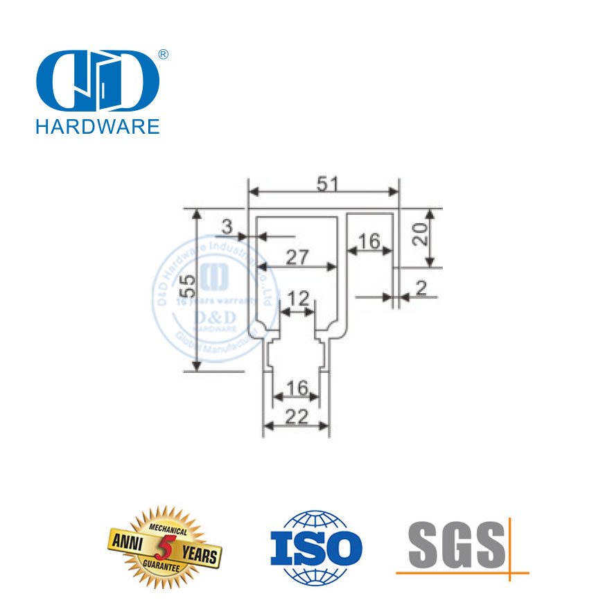 فندق مكتب بناء الأجهزة الفولاذ المقاوم للصدأ الحديد الأجهزة الزجاجية انزلاق الباب أنبوب للحمام-DDGS144
