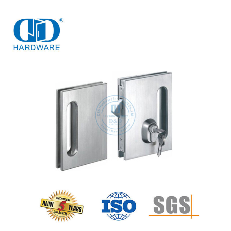 الفولاذ المقاوم للصدأ مربع زجاج انزلاق الباب قفل مفتاح مقبض قفل الباب Fitting-DDGL003