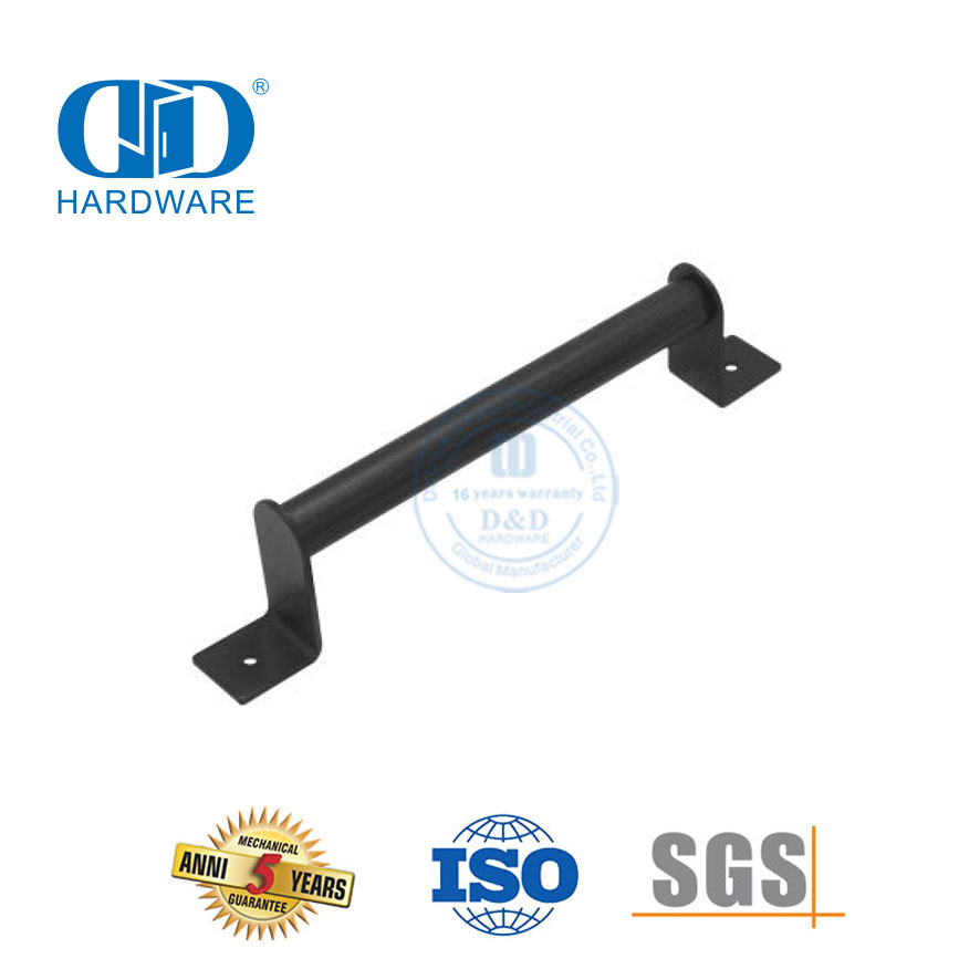 مقبض منزلق من الفولاذ المقاوم للصدأ، مقبض باب الحظيرة عالي التحمل مطلي بمسحوق أسود - DDBD098