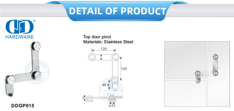 أجهزة الباب التجاري الفولاذ المقاوم للصدأ الباب العلوي محور الأثاث ملحقات الزجاج Fitting-DDGP015