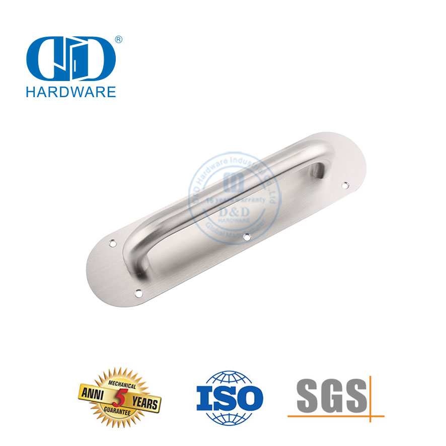 مقبض سحب من الفولاذ المقاوم للصدأ مع لوحة تجهيزات الأبواب المزخرفة لوحة تسجيل باب داخلي خشبي تجاري مقبض سحب-DDPH022