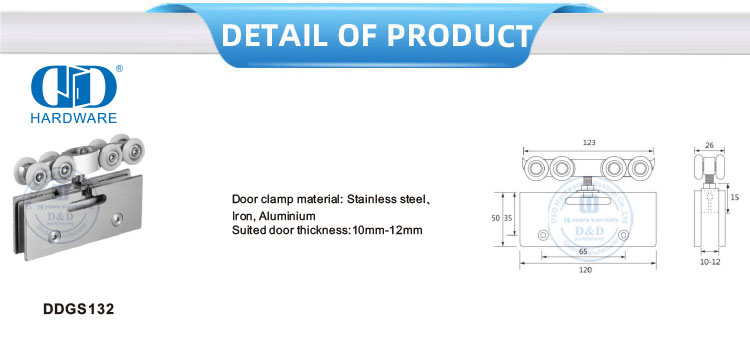 الباب المشبك الفولاذ المقاوم للصدأ الحديد انزلاق الباب شنقا الأسطوانة اكسسوارات الأثاث لانزلاق مزدوج Door-DDGS132