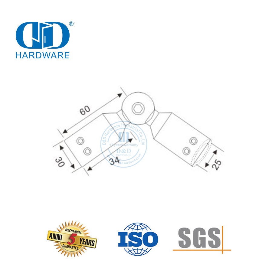 الفولاذ المقاوم للصدأ جولة أنبوب موصل الحمام حامل دش أنبوب موصلات لوحة موصل الزجاج Fittings-DDSC026