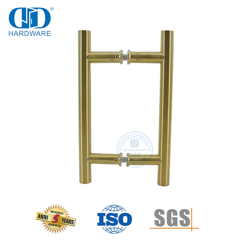 لمسة نهائية من النحاس الساتان على شكل حرف H من الفولاذ المقاوم للصدأ أنبوب دفع مقبض باب الحمام-DDPH001-A Φ22-SB