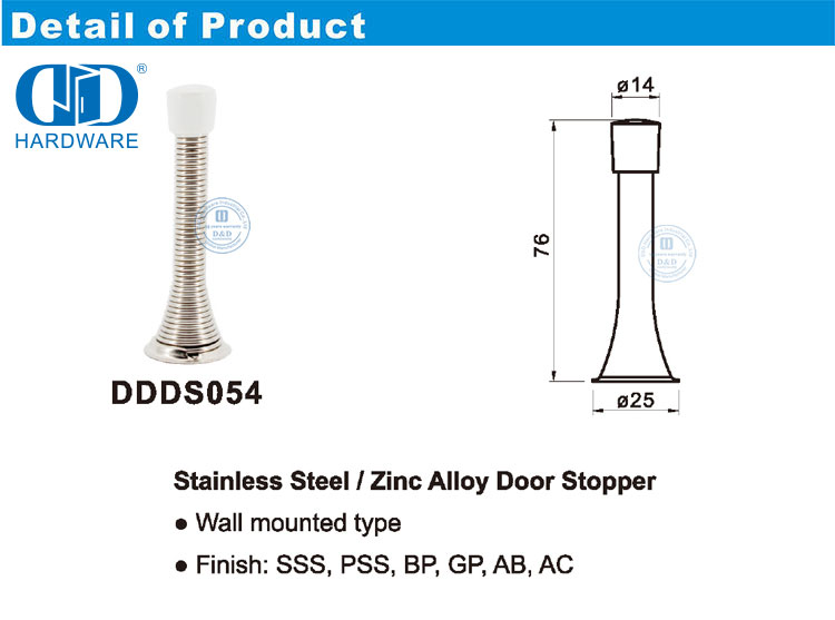 سدادة باب من سبائك الزنك مصنوعة من الفولاذ المقاوم للصدأ مع باب معدني-DDDS054