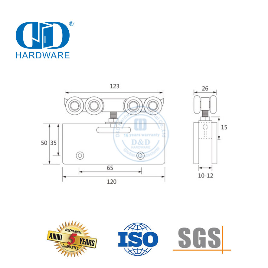 الباب المشبك الفولاذ المقاوم للصدأ الحديد انزلاق الباب شنقا الأسطوانة اكسسوارات الأثاث لانزلاق مزدوج Door-DDGS132