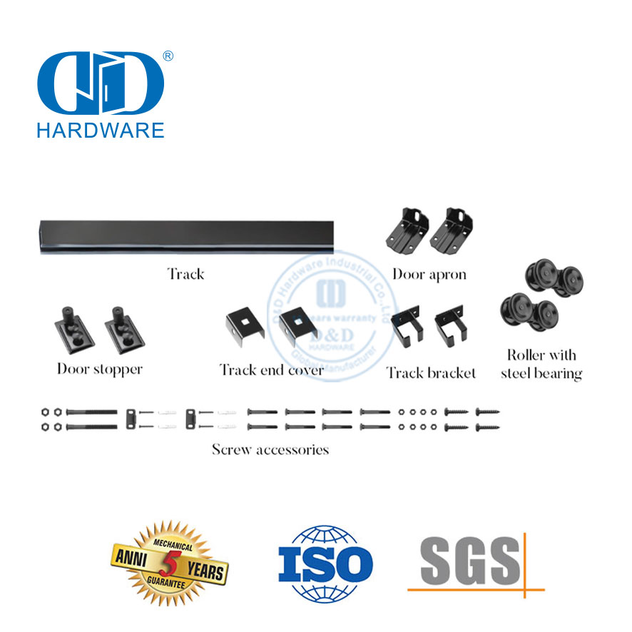 الفولاذ المقاوم للصدأ الثقيلة مسار واحد تجاوز عجلة بقضبان كبيرة انزلاق باب الحظيرة الأجهزة تجاوز باب الحظيرة Hardware-DDBD037
