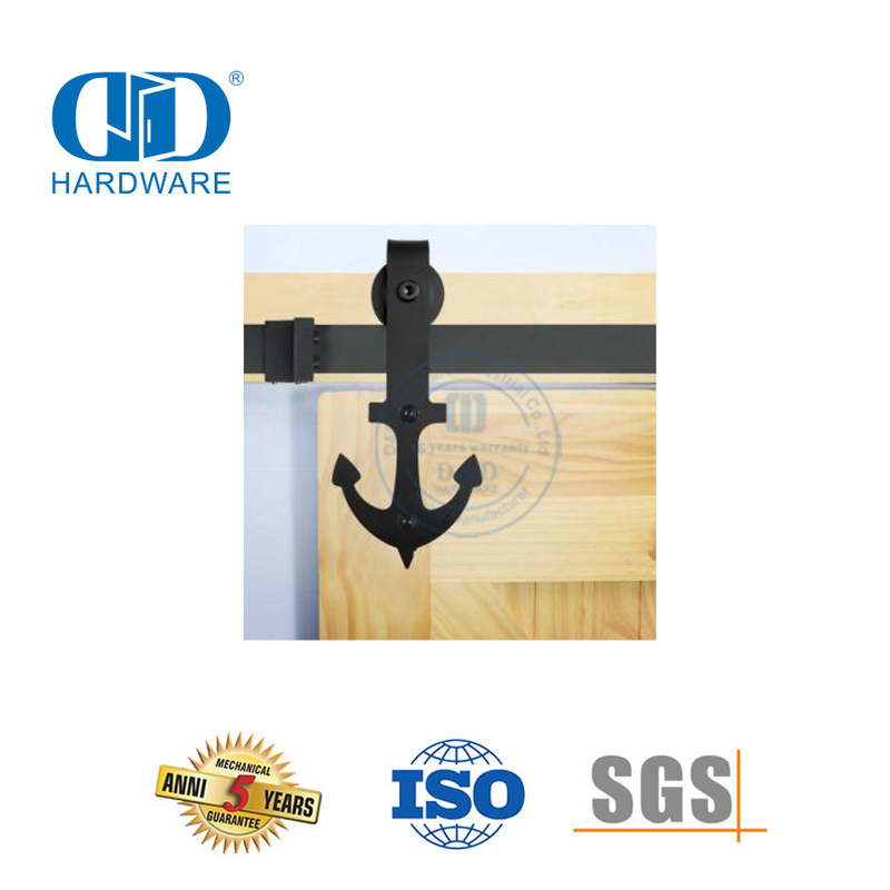 الفولاذ المقاوم للصدأ التصميم الحديث مجموعة قفل الباب الأسود الشريحة باب الحظيرة الأجهزة الباب الأجهزة المسار Set-DDBD011