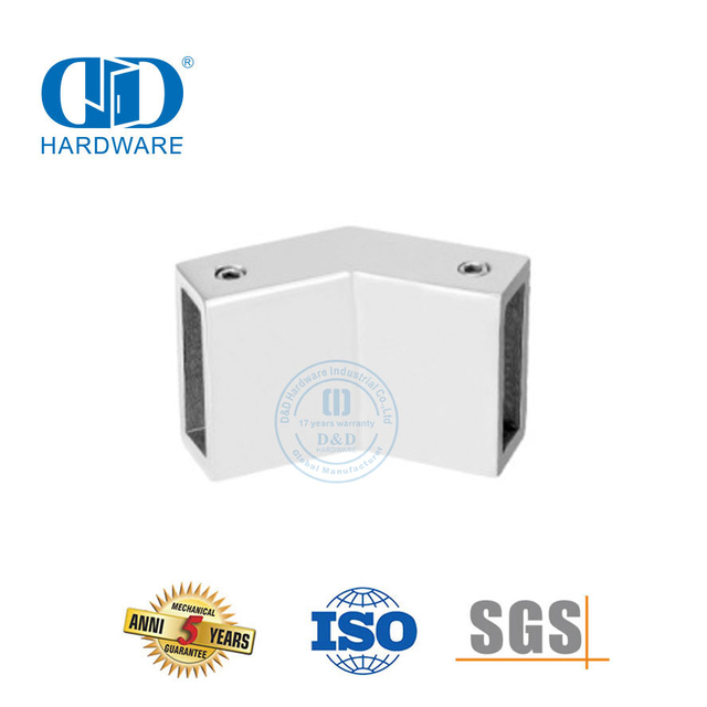 الفولاذ المقاوم للصدأ عالية الجودة أنبوب مربع موصل المشبك الزجاجي لتجهيزات الحمام-DDSC017