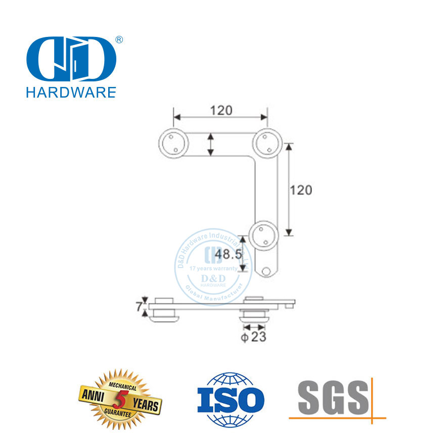 أجهزة الباب التجاري الفولاذ المقاوم للصدأ الباب العلوي محور الأثاث ملحقات الزجاج Fitting-DDGP015