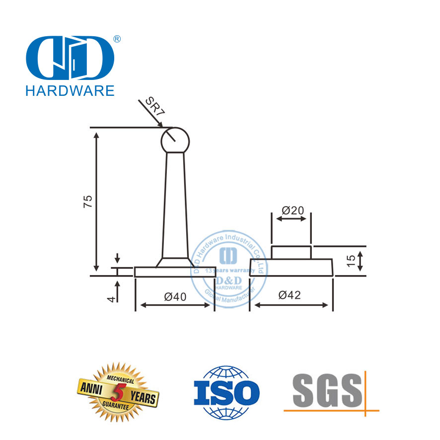 سدادة باب سوداء ذهبية عالية الجودة على شكل حرف T مصنوعة في الصين.-DDDS021