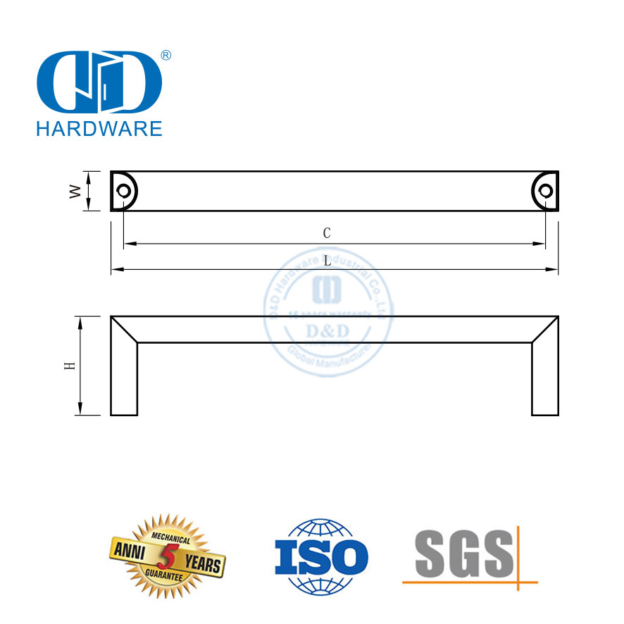 مقبض الباب المربع بدون إطار من الشركة المصنعة في الصين الأكثر مبيعًا-DDFH032