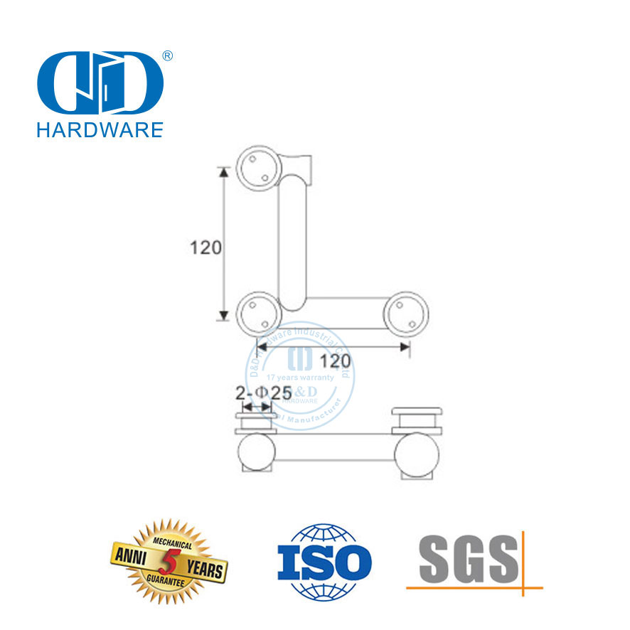 الفولاذ المقاوم للصدأ زجاج الجدار الزاوية سوينغ الباب المناسب على لوحة الزجاج المحوري Hardware-DDGP009