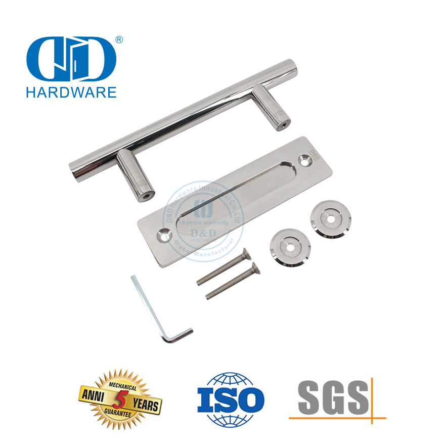 الفولاذ المقاوم للصدأ شرفة انزلاق الباب مصقول مقابض باب الحظيرة مجموعة مزدوجة من جانب الباب Handle-DDBD102 PSS