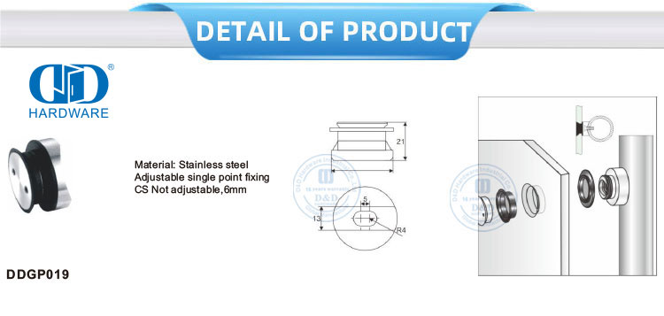 قابل للتعديل الفولاذ المقاوم للصدأ الزجاج انزلاق الباب نقطة المشبك الثابتة الملحقات الزجاج الأجهزة والأثاث Fitting-DDGP019