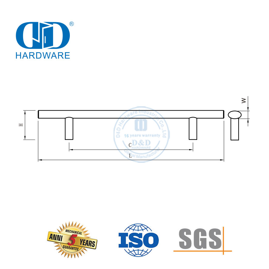 التصميم الحديث التخصيص الأثاث خزانة سحب مقبض الفولاذ المقاوم للصدأ خزانة مطبخ مقبض الباب T Handle-DDFH021