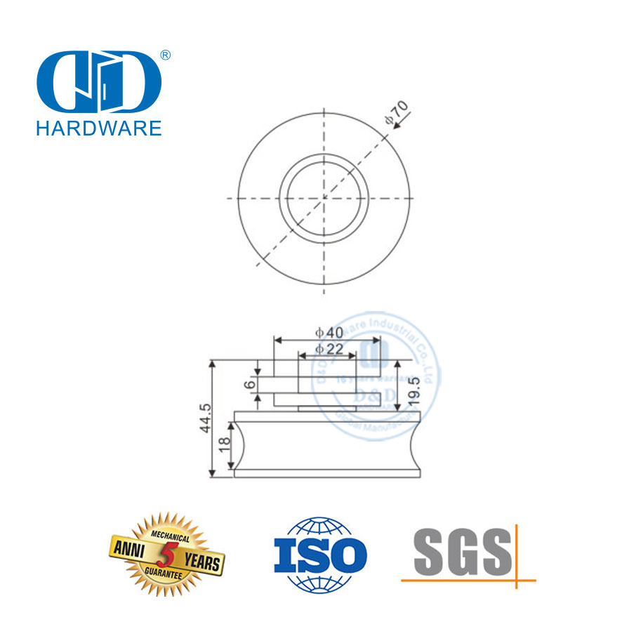 الفولاذ المقاوم للصدأ انزلاق ملحقات أثاث الأسطوانة انزلاق الباب أنبوب الزجاج المناسب لباب الحمام-DDGS107
