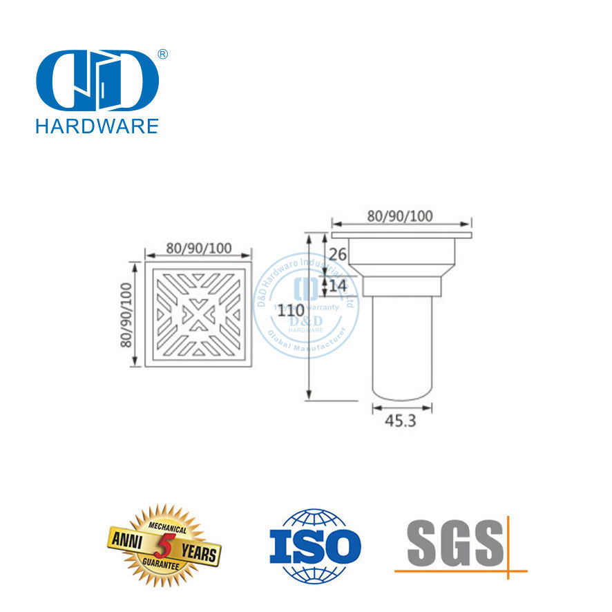الصين الصانع الفولاذ المقاوم للصدأ اكسسوارات الأثاث المطبخ الطابق استنزاف الحمام دش استنزاف-DDFD007