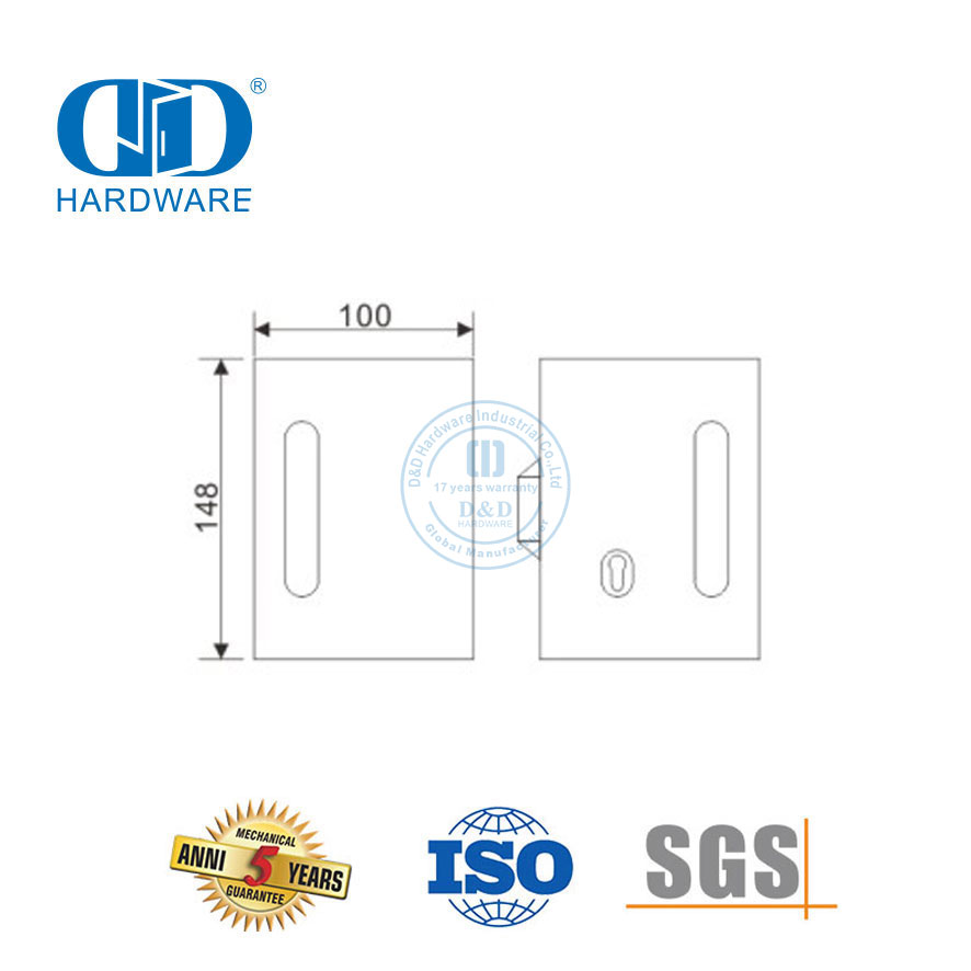 الفولاذ المقاوم للصدأ مربع زجاج انزلاق الباب قفل مفتاح مقبض قفل الباب Fitting-DDGL003