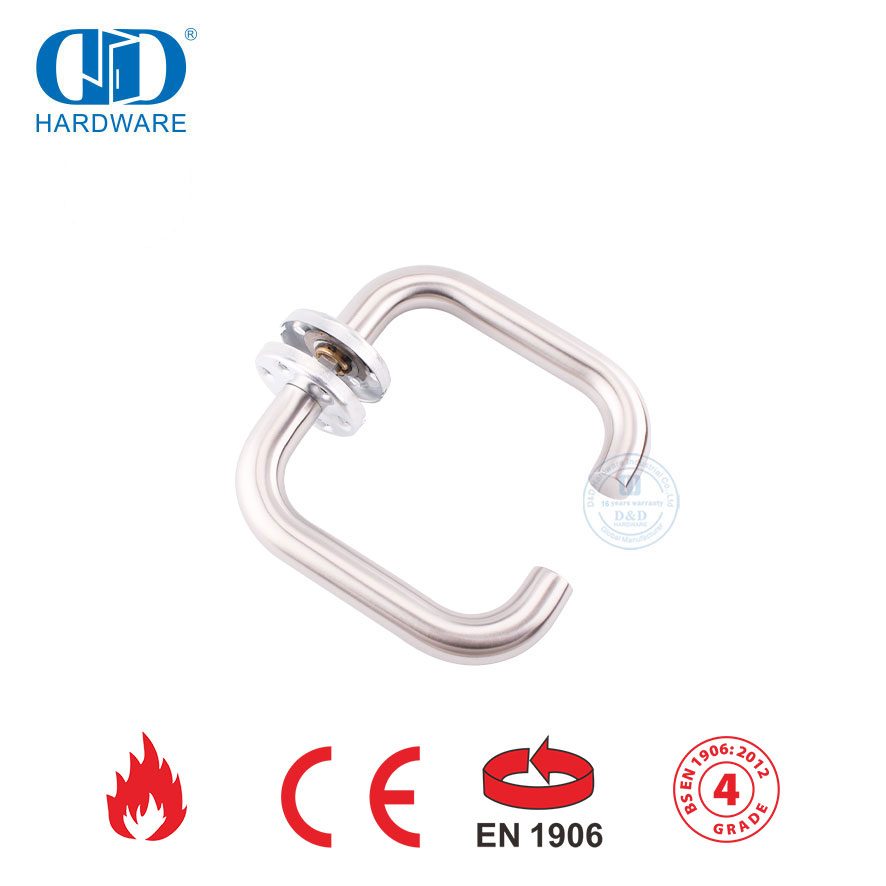 لمسة نهائية من الساتان SUS 304 EN 1906 مقبض باب معدني ذو رافعة مجوفة-DDTH001-SSS