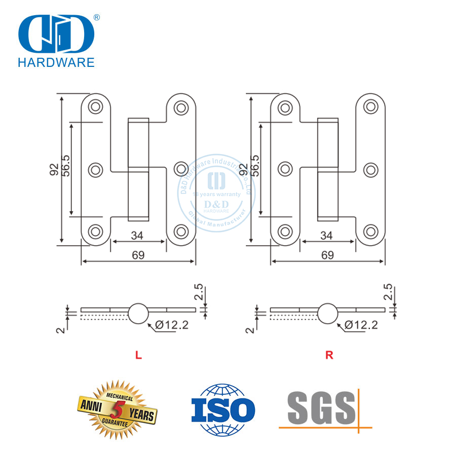 الفولاذ المقاوم للصدأ جولة الزاوية H المفصلي لمتجر البيع بالتجزئة-DDSS019