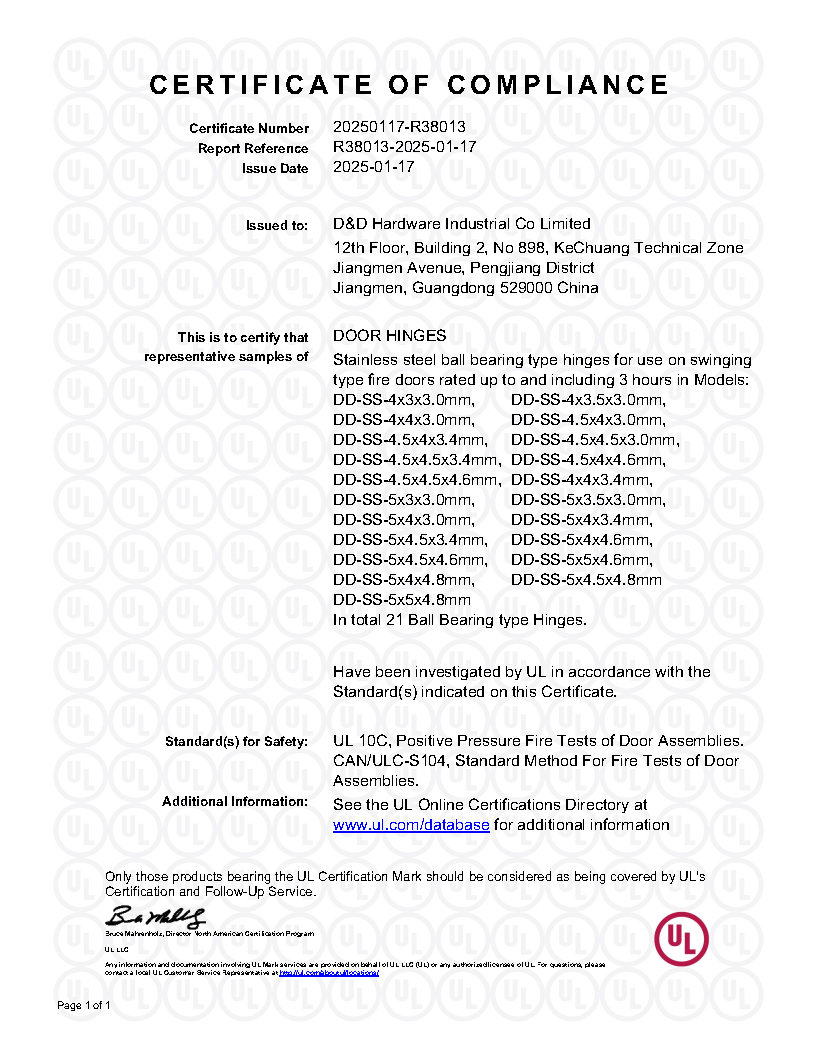 مفصل باب من الفولاذ المقاوم للصدأ 